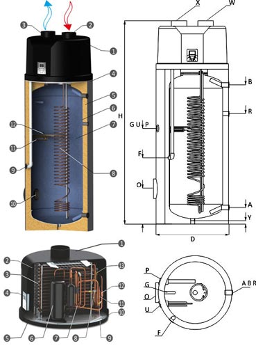 Тепловой насос Sunsystem TDB CE с медным конденсатором. Воздух Вода - ГВС